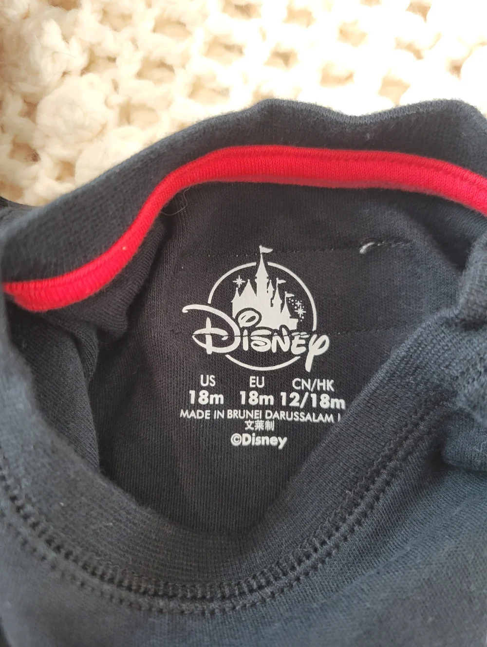 Disneyland‎ Mickey Mouse Bodysuit 18M Red Black Embroidered